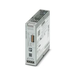 QUINT POWER -virtalähde vapaavalintaisella lähtövirralla, SFB (selective fuse breaking) -teknologialla ja NFC-liitännällä, syöttö: 3-vaiheinen, lähtö: 24 V DC/5 A.