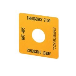 Emergency-Stop label, Yellow, black lettering