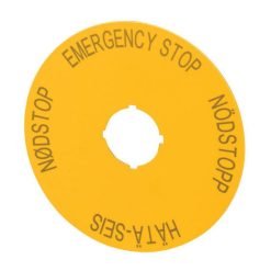 Label, emergency switching off, yellow, D=90mm