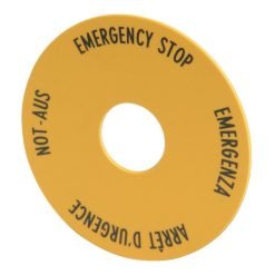 Label, emergency switching off, yellow, D=60mm